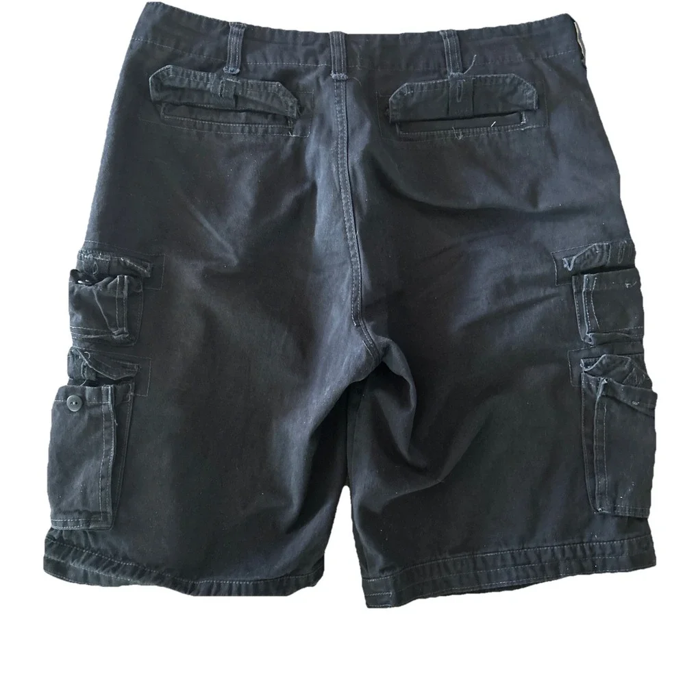 Iron Co Shorts Mens 36 Black Skater Baggy Cargo Pockets Utility Vintage Y2K Long